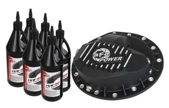 afe rear differential cover black w/machined fins nissan titan xd 16-19 - w/oil 46-70362-wl - image