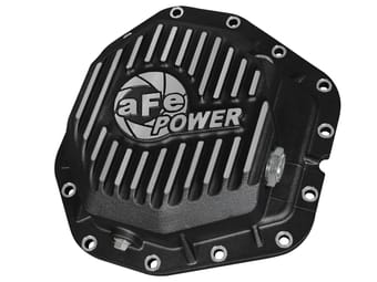 afe power rear diff cover black w/machined fins 17-21 ford f-350/f-450 6.7l (td) dana m300-14 (dually) 46-70382 - image