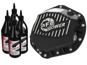 afe power pro series rear differential cover black w/machined fins & gear oil 03-18 ram 6.7l diesel 46-70392-wl - image