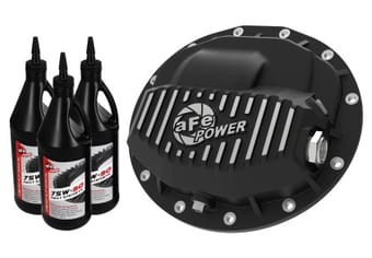 afe power pro series front diff cover black machined & gear oil 13-18 dodge ram 2500/3500 46-70402-wl - image