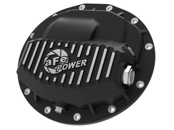afe power pro series rear differential cover black w/ machined fins 13-20 ram diesel trucks l6-6.7l 46-70402 - image