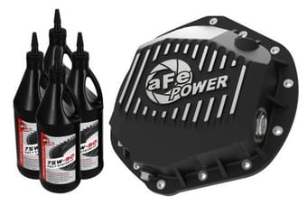 afe pro series rear diff cover black w/ machined fins & gear oil 01-18 gm diesel trucks v8-6.6l (td) 46-71061b - image