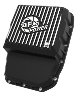 afe transmission pan (black w/ machined fins) 13-19 dodge diesel trucks l6-6.7l (td) 46-71160b - image