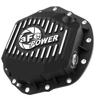 afe 2020 chevrolet silverado 2500 hd rear differential cover black ; pro series w/ machined fins 46-71260b - image