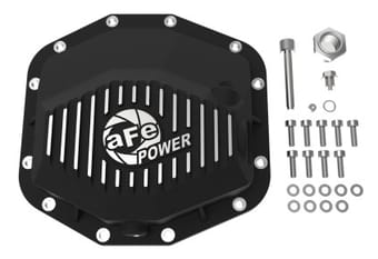 afe power 21-22 ram1500 trx hemi v8 6.2l pro series rear diff cover black w/machined fins & gear oil 46-71281b - image