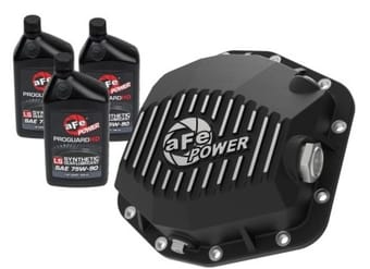 afe power 2021 ford bronco w/ dana m220 diff cover w/ gear oil black street series w/ machined fins 46-71291b - image