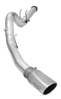 afe atlas exhausts 5in dpf-back aluminized steel exhaust 2015 ford diesel v8 6.7l (td) polished tip 49-03064-p - image