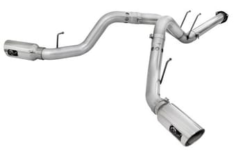 afe atlas exhaust 4in dpf-back exhaust aluminized steel polished tip 11-14 ford diesel truck v8-6.7l 49-03065-p - image