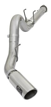 afe atlas 5in dpf-back alum steel exhaust system w/polished tip 2017 ford diesel trucks v8-6.7l (td) 49-03090-p - image