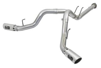 afe atlas 4in dpf-back alum steel exhaust system w/polished tip 2017 ford diesel trucks v8-6.7l (td) 49-03092-p - image