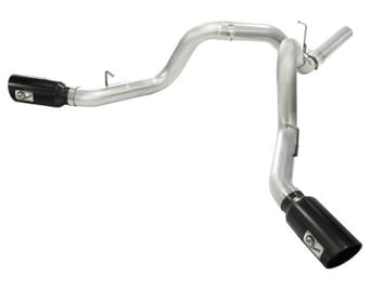 afe machforce xp exhaust aluminized dual split dpf back 11-15 gm diesel truck v8-6.6l (td) (blk tip) 49-04043-b - image