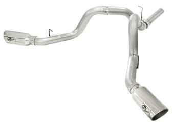 afe machforce xp exhaust aluminized dual split dpf back 11-15 gm diesel truck v8-6.6l (td) (pol tip) 49-04043-p - image