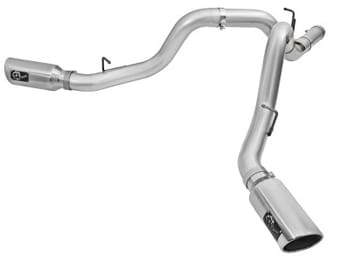 afe atlas exhaust 4in dual dpf-back al steel w/ pol tips 16-17 gm diesel truck v8-6.6l (td) lml 49-04080-p - image