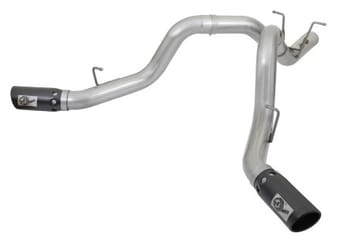 afe atlas 4in dpf-back alum steel exhaust system w/dual exit black tip 2017 gm duramax 6.6l (td) 49-04086-b - image