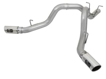 afe atlas 4in dpf-back alum steel exhaust system w/dual exit polished tip 2017 gm duramax 6.6l (td) 49-04086-p - image