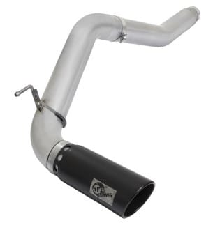 afe atlas exhaust 5in dpf-back al steel 2016 nissan titan xd v8-5.0l black tip 49-06112-b - image
