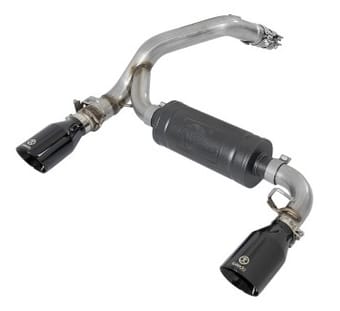 afe takeda 3in 304 ss axle-back exhaust system w/ black tip 16-18 ford focus rs 2.3l (t) 49-33104-b - image