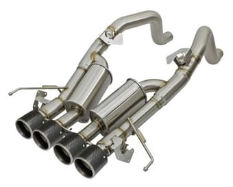 afe machforce xp 3in -2 1/2in axle back ss exhaust w/carbon fiber tips 14-17 chevy corvette v8 6.2l 49-34056-c - image
