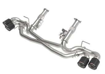 afe mach force-xp 3in to 2-1/2in 304ss cat-back (no muff.) 2020 chevy corvette (c8) 6.2l - black tip 49-34127nm-b - image