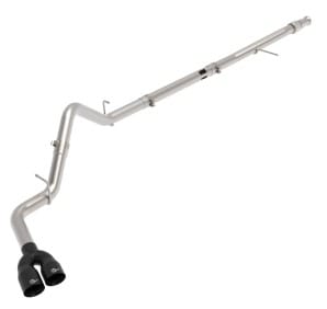 afe rebel xd series 3in 304ss dpf-back 20-21 gm trucks l6-3.0l (td) lm2 - dual black tip 49-34129-b - image