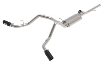 afe gemini xv 3in 304 ss cat-back exhaust w/ cutout 14-19 gm trucks 4.3l/5.3l w/ black tips 49-34132-b - image