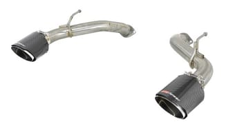 afe takeda 2.5in 304 ss axle-back exhaust w/ carbon fiber tips 16-19 infiniti q50 v6-3.0l (tt) 49-36130nm-c - image