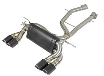 afe mach force-xp 2-1/2in stainless steel axle back exhaust w/cf 15-19 bmw m3/m4 (f80/82/83) 49-36338-1c - image