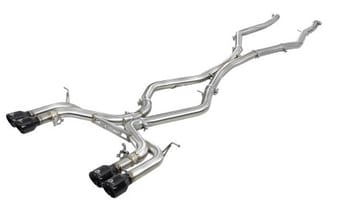 afe mach force-xp 3.5in. 304 ss c/b exhaust w/o muffler 15-18 bmw x5 m v8-4.4l (tt) - black tip 49-36342-b - image