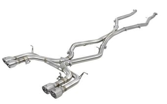 afe mach force-xp 3.5in. 304 ss c/b exhaust w/o muffler 15-18 bmw x5 m v8-4.4l (tt) - polished tip 49-36342-p - image