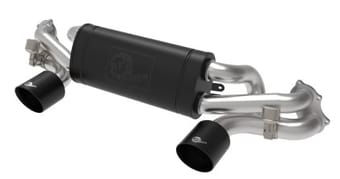 afe machforce xp 2.25in-2.5in 304ss exhaust cat-back porsche 20-22 cayman gt4(718) 4.0l - black tips 49-36443-b - image