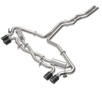 afe 20-22 audi rs6 avant v8 4l (tt) mach force-xp 3in to 2.5in 304 ss cat-back exhaust w/ carbon tip 49-36448-c - image