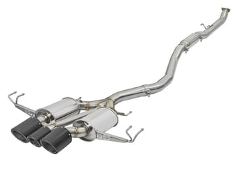 afe power takeda 2-1/2in to 2-1/4in 304ss catback dual-exit exhaust 17-21 honda civic type r w/cf tips 49-36616-c - image