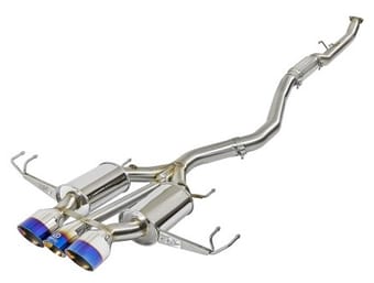 afe takeda 3in 304 ss cat-back exhaust w/ blue flame tips 2017+ honda civic type r i4 2.0l (t) 49-36616-l - image