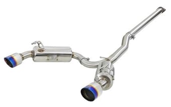 afe takeda 3in. to 2.5in. 304 ss c/b exhaust 08-15 mitsubishi evo i4-2.0l (t) - blue flamed tips 49-36701-l - image