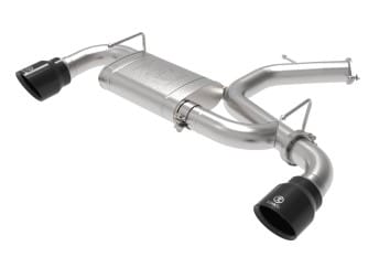 afe takeda exhaust axle-back 19-20 hyundai veloster n 304ss black dual tips exhaust 49-37009-b - image