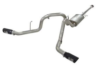 afe machforce xp exhaust 3in ss dual side exit cb w/ black tips 11-14 ford f150 ecoboost v6-3.5l tt 49-43056-b - image