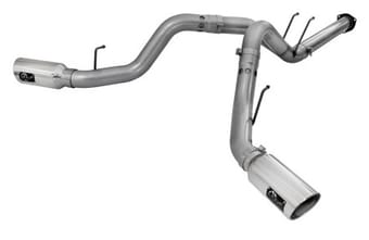 afe large bore hd 4in 409-ss dpf-back exhaust w/polished tip 11-14 ford diesel trucks v8-6.7l (td) 49-43065-p - image