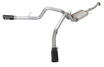 afe machforce xp exhaust 3in ss dual side exit cb w/ black tips 15 ford f150 ecoboost v6-2.7l/3.5l 49-43070-b - image