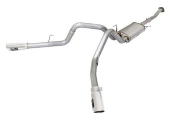 afe machforce xp exhaust 3in ss dual side exit cb w/ polish tips 15 ford f150 ecoboost v6-2.7l/3.5l 49-43070-p - image