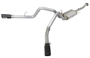 afe machforce xp exhaust 3in ss dual side exit cb w/ black tips 2015 ford f150 5.0l v8 cc/sb ec/lb 49-43074-b - image