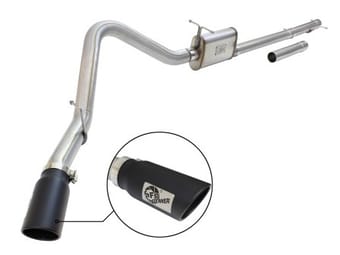 afe machforce xp exhaust 3in-3.5in ss single side ext cb w/ black tip 99-04 ford f150 v8 5.4l/6.8l 49-43076-b - image