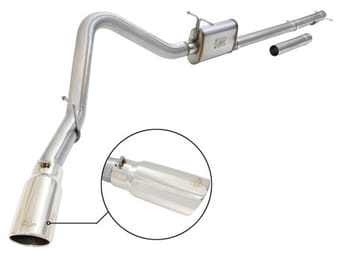 afe machforce xp exhaust 3in-3.5in ss single side ext cb w/ polish tip 99-04 ford f-250 v8 5.4l/6.8l 49-43076-p - image