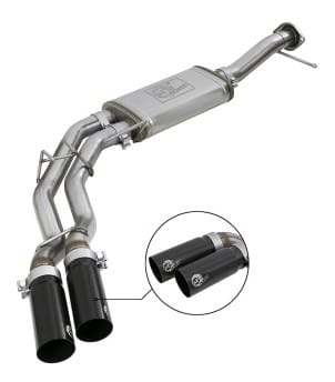 afe rebel series exht 3in ss middle side exit cb w/ black tips 11-14 ford f150 ecoboost v6 3.5l (tt) 49-43078-b - image