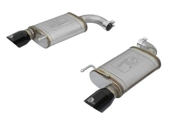 afe machforce xp 2.5in 409 stainless axle back exhaust w/ black tips 15-17 ford mustang i4-2.3l (t) 49-43085-b - image