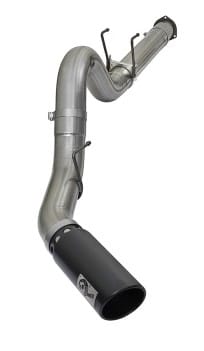 afe large bore-hd 5in dpf back 409 ss exhaust system w/black tip 2017 ford diesel trucks v8 6.7l(td) 49-43090-b - image