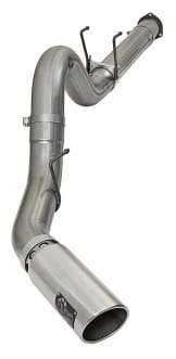 afe large bore hd 5in 409-ss dpf-back exhaust w/polished tip 2017 ford diesel trucks v8 6.7l (td) 49-43090-p - image