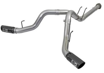 afe large bore-hd 4in 409 stainless steel dpf-back exhaust w/black tip 2017 ford diesel v8 6.7l (td) 49-43092-b - image