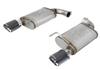 afe mach force xp ss axle back exhaust system w/ carbon fiber tips 15-17 ford mustang gt v8-5.0l 49-43105-c - image