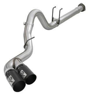 afe power 11-14 ford f250/f350 6.7l diesel rebel xd 4in 409 ss dpf-back exhaust system - black tips 49-43120-b - image