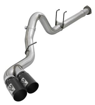 afe power 15-16 ford f250/f350 6.7l diesel rebel xd 4in 409 ss dpf-back exhaust system - black tips 49-43121-b - image